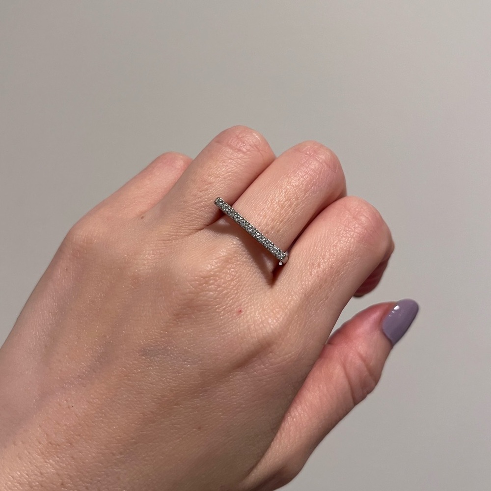 Diamond Elegant Silver Geometric Bar Ring